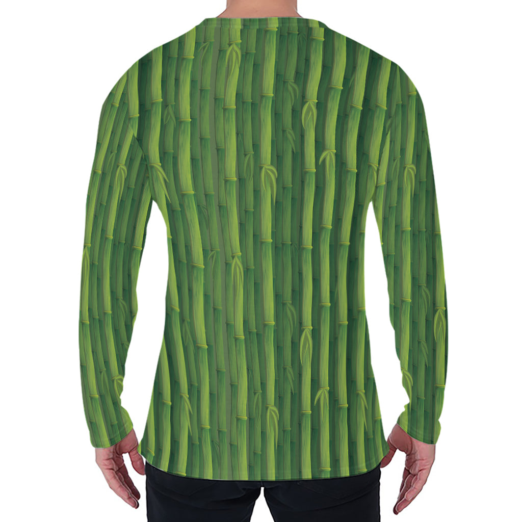 Green Bamboo Tree Pattern Print Men's Long Sleeve T-Shirt