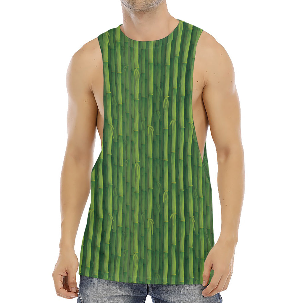 Green Bamboo Tree Pattern Print Men's Muscle Tank Top