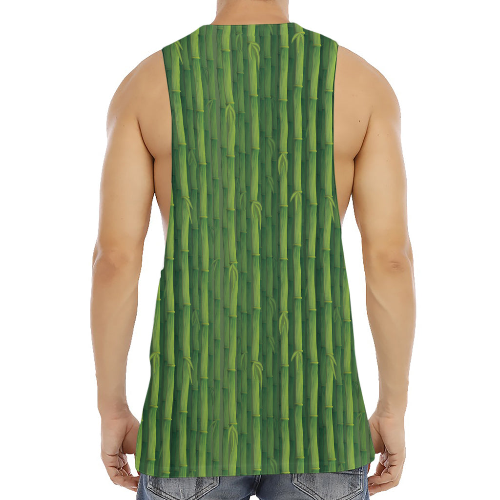 Green Bamboo Tree Pattern Print Men's Muscle Tank Top