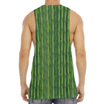 Green Bamboo Tree Pattern Print Men's Muscle Tank Top