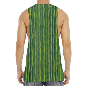 Green Bamboo Tree Pattern Print Men's Muscle Tank Top