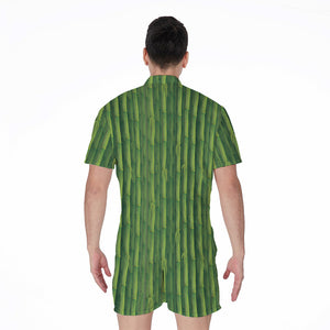 Green Bamboo Tree Pattern Print Men's Rompers