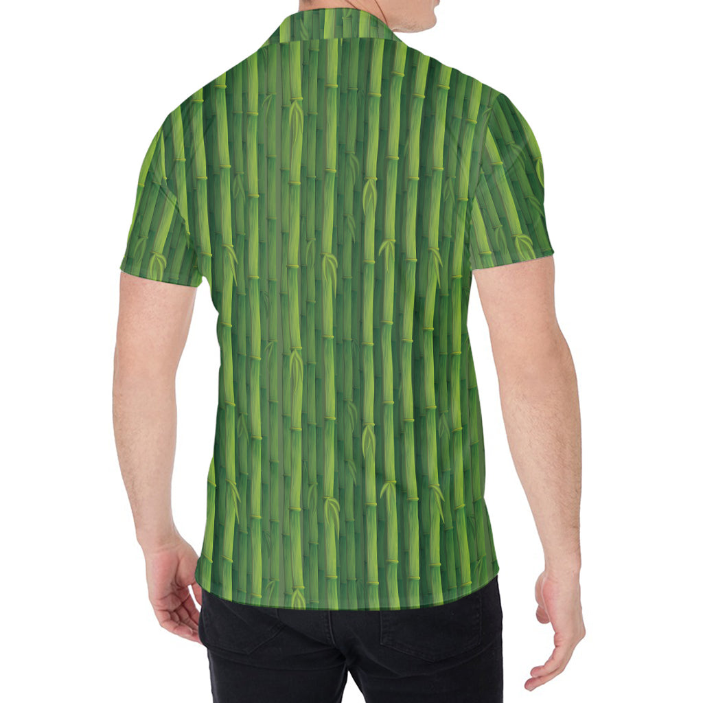 Green Bamboo Tree Pattern Print Men's Shirt