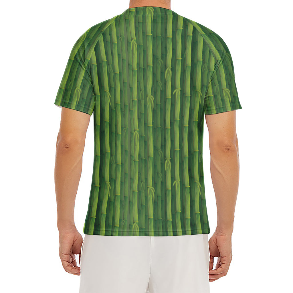 Green Bamboo Tree Pattern Print Men's Short Sleeve Rash Guard