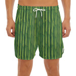 Green Bamboo Tree Pattern Print Men's Split Running Shorts