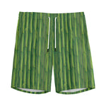 Green Bamboo Tree Pattern Print Men's Sports Shorts