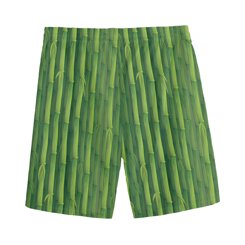 Green Bamboo Tree Pattern Print Men's Sports Shorts