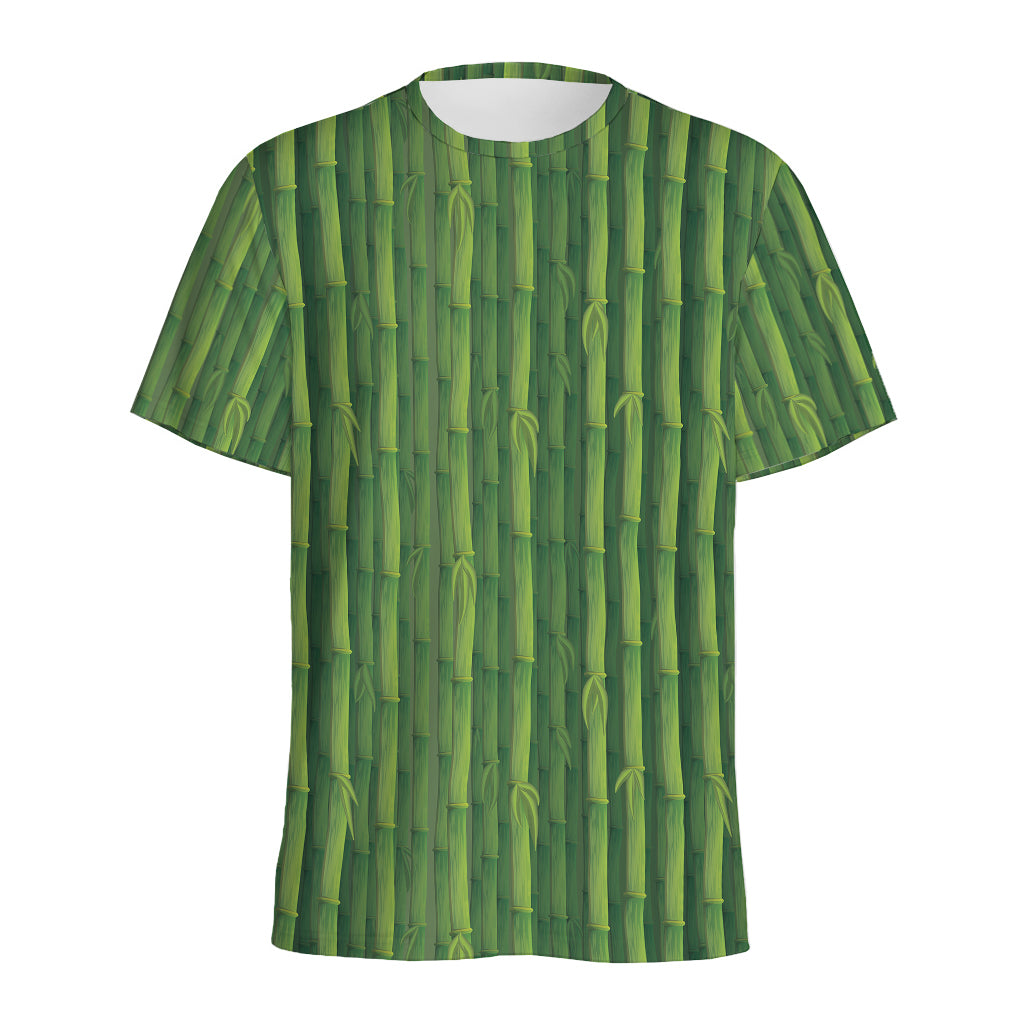 Green Bamboo Tree Pattern Print Men's Sports T-Shirt