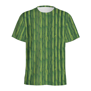 Green Bamboo Tree Pattern Print Men's Sports T-Shirt