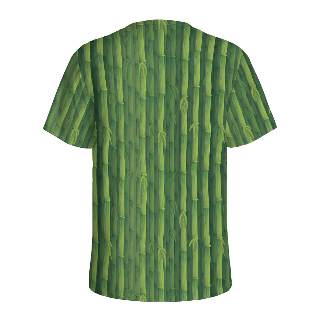 Green Bamboo Tree Pattern Print Men's Sports T-Shirt