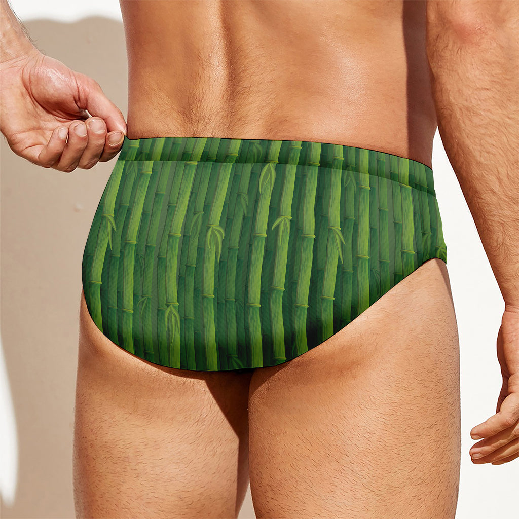 Green Bamboo Tree Pattern Print Men's Swim Briefs