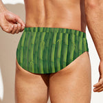 Green Bamboo Tree Pattern Print Men's Swim Briefs