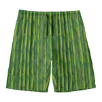 Green Bamboo Tree Pattern Print Men's Swim Trunks