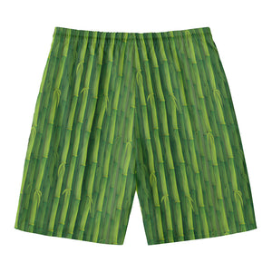 Green Bamboo Tree Pattern Print Men's Swim Trunks