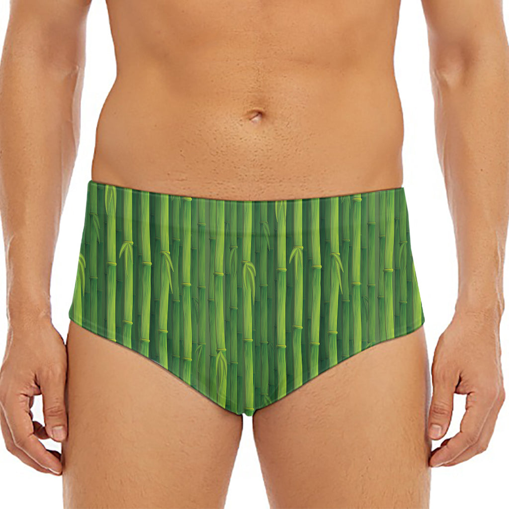 Green Bamboo Tree Pattern Print Men's Triangle Swim Briefs