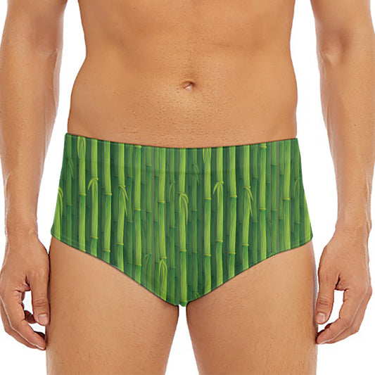 Green Bamboo Tree Pattern Print Men's Triangle Swim Briefs