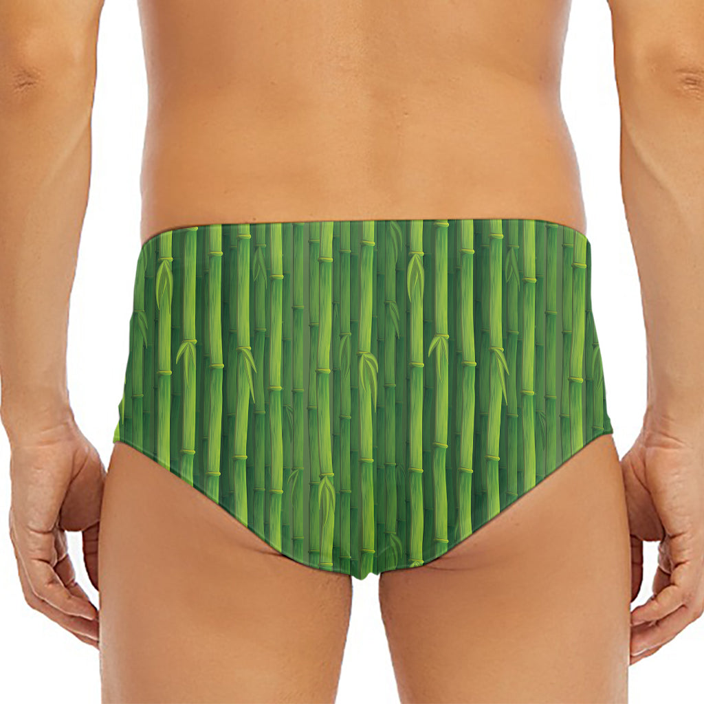 Green Bamboo Tree Pattern Print Men's Triangle Swim Briefs