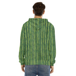 Green Bamboo Tree Pattern Print Men's Velvet Pullover Hoodie