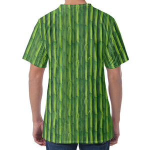 Green Bamboo Tree Pattern Print Men's Velvet T-Shirt