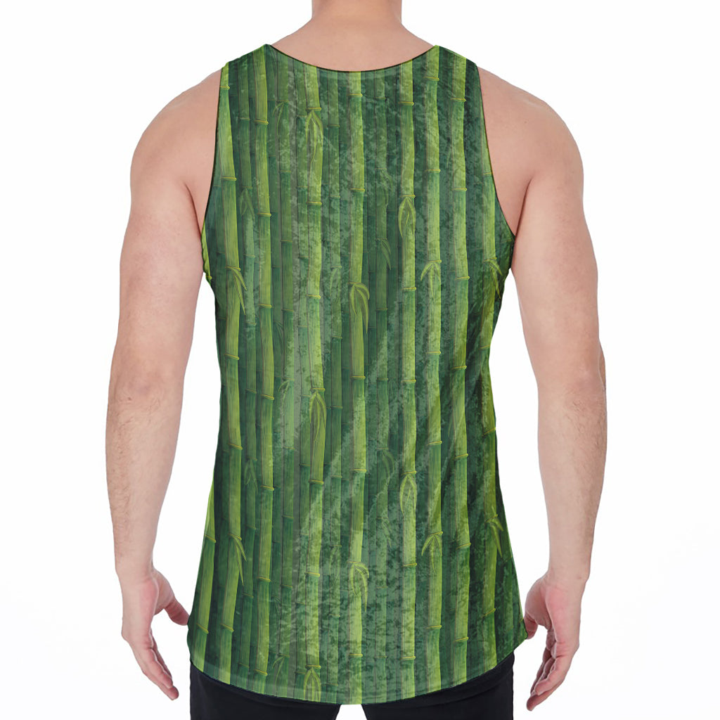 Green Bamboo Tree Pattern Print Men's Velvet Tank Top