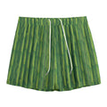 Green Bamboo Tree Pattern Print Mesh Shorts
