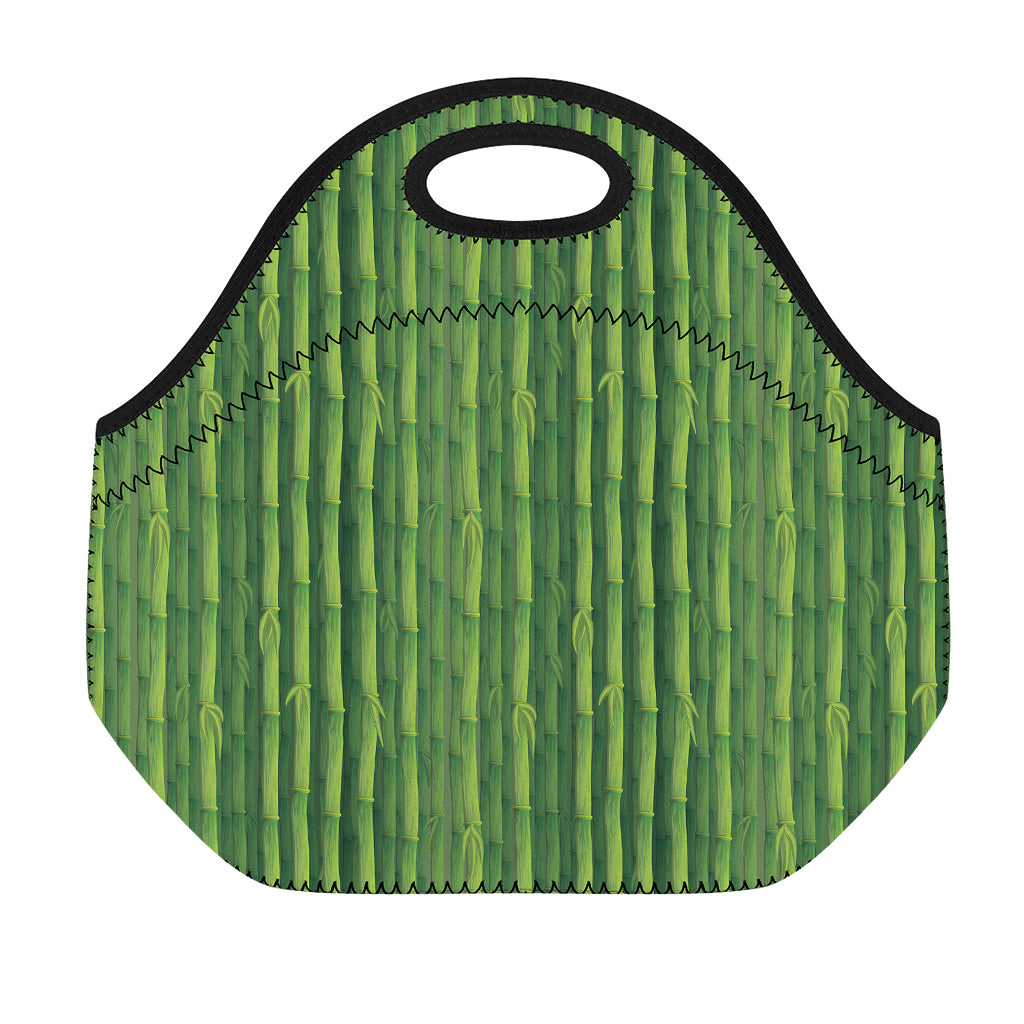 Green Bamboo Tree Pattern Print Neoprene Lunch Bag