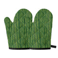 Green Bamboo Tree Pattern Print Oven Mitts