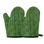 Green Bamboo Tree Pattern Print Oven Mitts