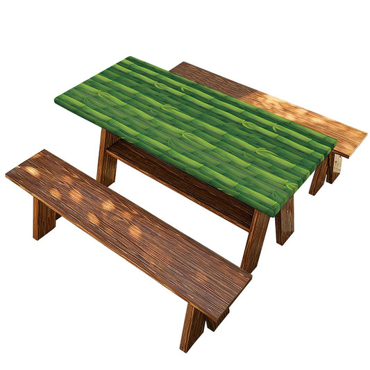 Green Bamboo Tree Pattern Print Picnic Table Cover