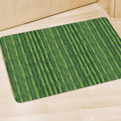 Green Bamboo Tree Pattern Print Polyester Doormat