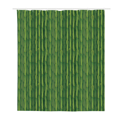 Green Bamboo Tree Pattern Print Polyester Shower Curtain