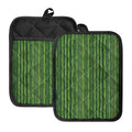 Green Bamboo Tree Pattern Print Pot Holders With Pocket