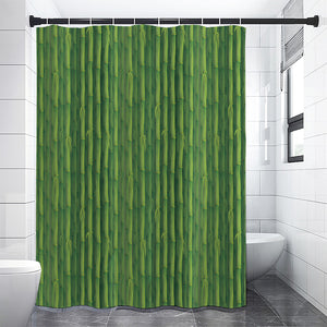 Green Bamboo Tree Pattern Print Premium Shower Curtain