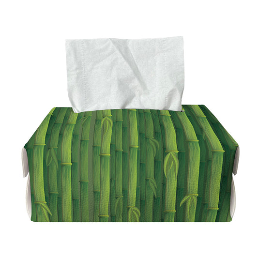 Green Bamboo Tree Pattern Print Rectangle Tissue Box Cover