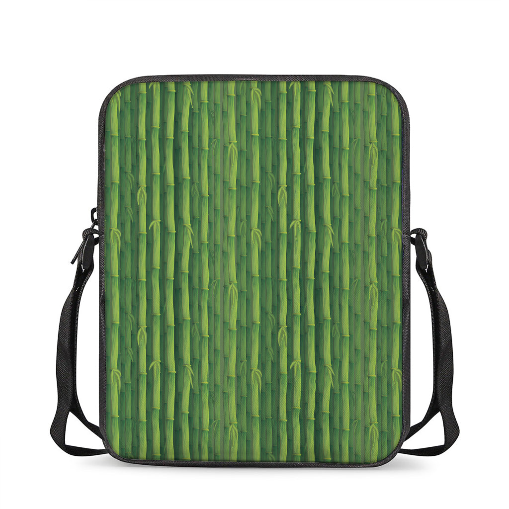 Green Bamboo Tree Pattern Print Rectangular Crossbody Bag