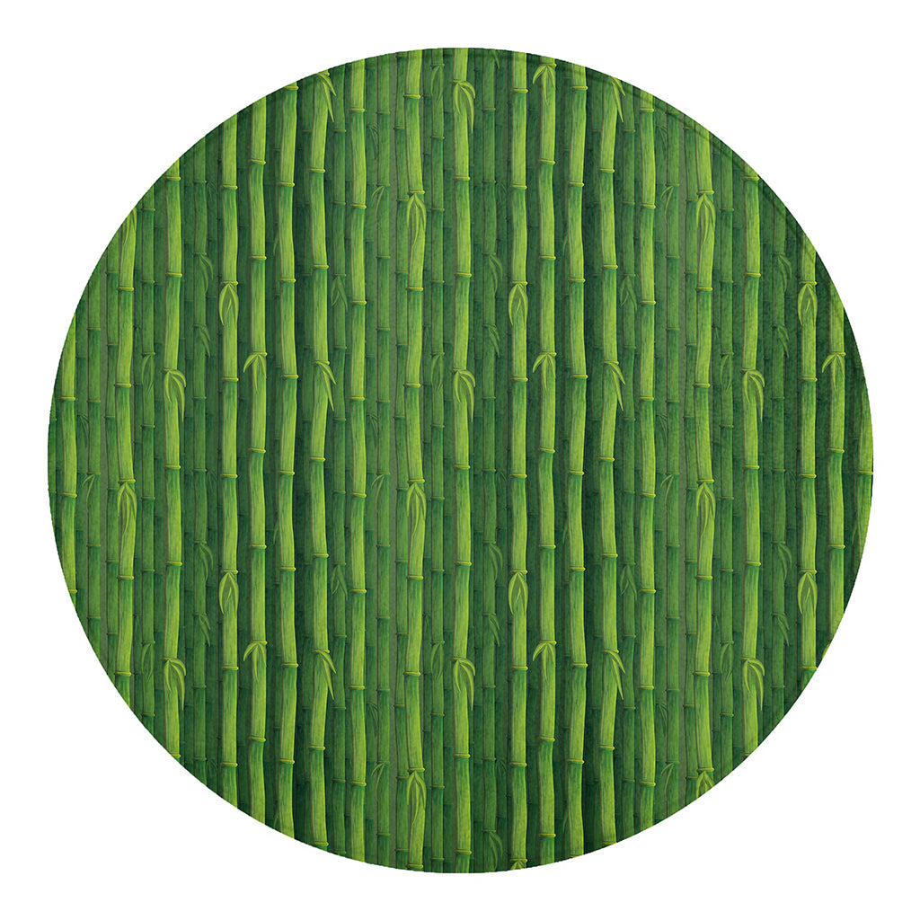 Green Bamboo Tree Pattern Print Round Blanket