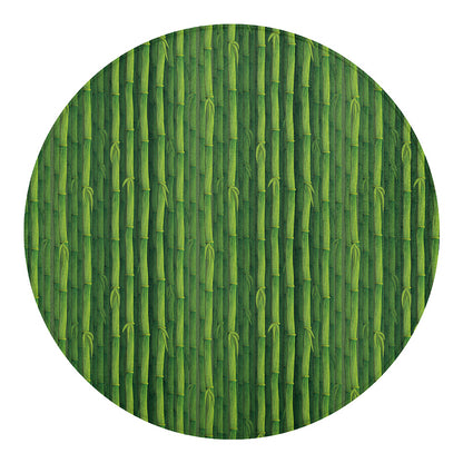 Green Bamboo Tree Pattern Print Round Blanket