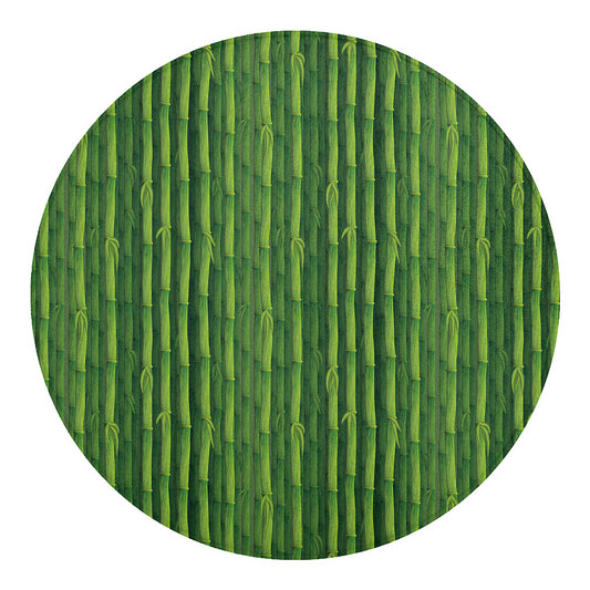 Green Bamboo Tree Pattern Print Round Blanket