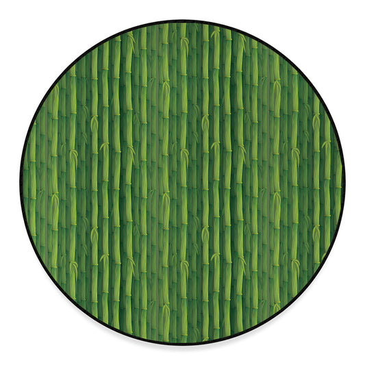 Green Bamboo Tree Pattern Print Round Floor Mat