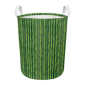 Green Bamboo Tree Pattern Print Round Laundry Basket