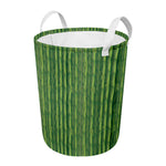 Green Bamboo Tree Pattern Print Round Laundry Basket