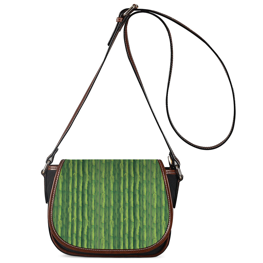 Green Bamboo Tree Pattern Print Saddle Bag