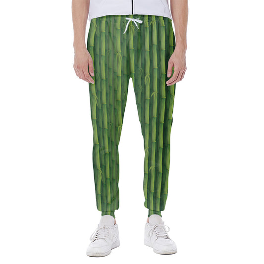 Green Bamboo Tree Pattern Print Scuba Joggers