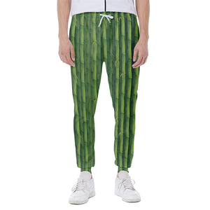 Green Bamboo Tree Pattern Print Scuba Joggers