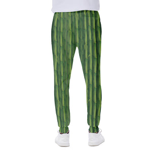 Green Bamboo Tree Pattern Print Scuba Joggers