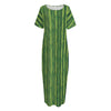 Green Bamboo Tree Pattern Print Short Sleeve Long Nightdress