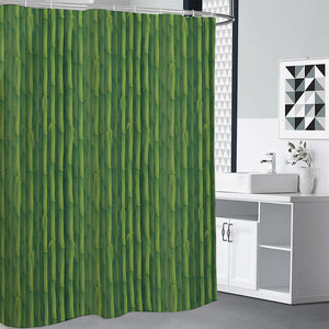 Green Bamboo Tree Pattern Print Shower Curtain