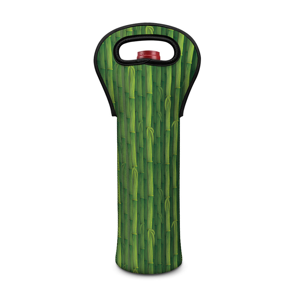 Green Bamboo Tree Pattern Print Single Neoprene Wine Tote