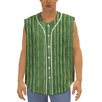 Green Bamboo Tree Pattern Print Sleeveless Baseball Jersey