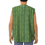 Green Bamboo Tree Pattern Print Sleeveless Baseball Jersey